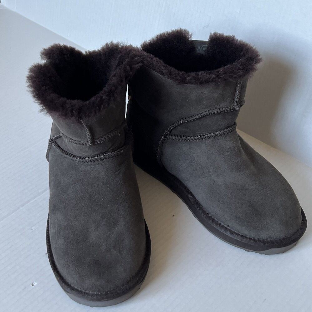 Emu Australia  Alba 9W Mini Brown Shearling Lined Ankle Boots Women's Wide EUC